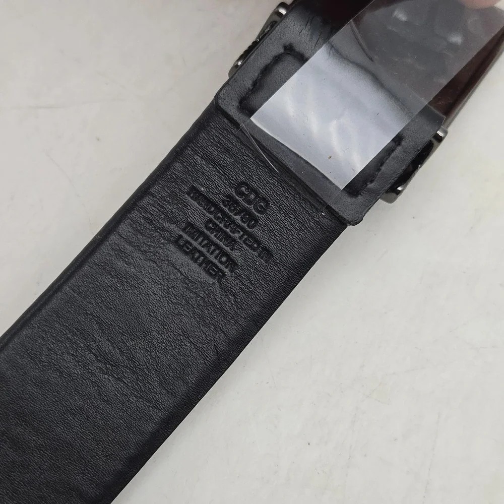 Apt. 9 Belt Black Syn Leather Mens 34-36 Gunmetal Nickel Buckle New